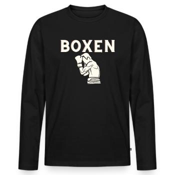 Boxen - Männer Premium Bio Langarmshirt - Schwarz - Vorne - Nico (187cm)