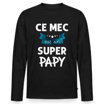 Ce Mec Est Un Super Papy - T-shirt manches longues Premium bio Homme - noir - Devant - Nico (187cm)
