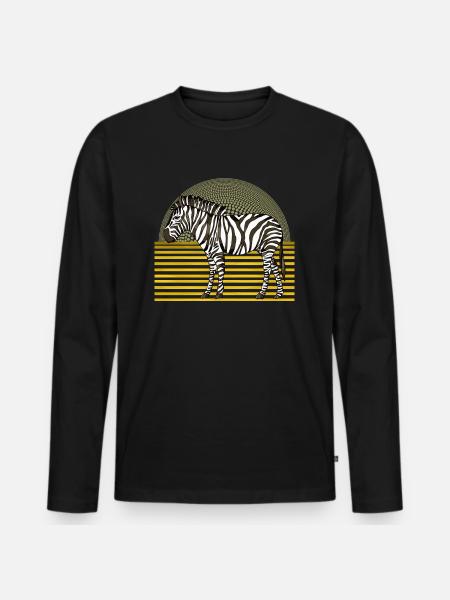 Zebra - Men's Premium Organic Long Sleeve Shirt - black