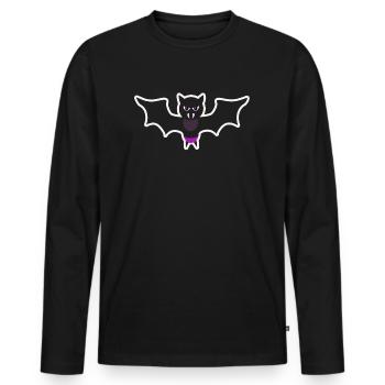 Chauve souris Halloween - T-shirt manches longues Premium bio Homme - noir - Devant - Nico (187cm)