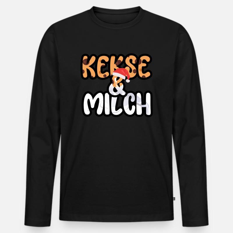 Weihnachten Schokoladen Plätzchen Milch - Männer Premium Bio Langarmshirt - Schwarz