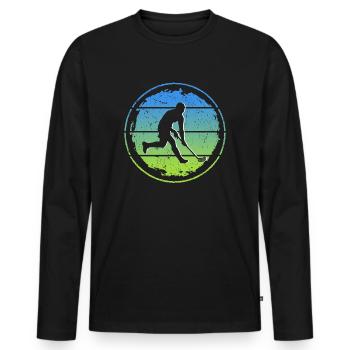 Floorball Player Retro Floorball Player Floorball - Men's Premium Organic Long Sleeve Shirt - black - Front - Nico (187cm)