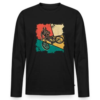 Mountain Bike Mountain Biker Downhill Bike - Men's Premium Organic Long Sleeve Shirt - black - Front - Nico (187cm)