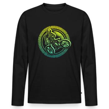 Mountain Bike Downhill Cyclist Mountain Bike - Men's Premium Organic Long Sleeve Shirt - black - Front - Nico (187cm)
