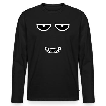 Visage - T-shirt manches longues Premium bio Homme - noir - Devant - Nico (187cm)