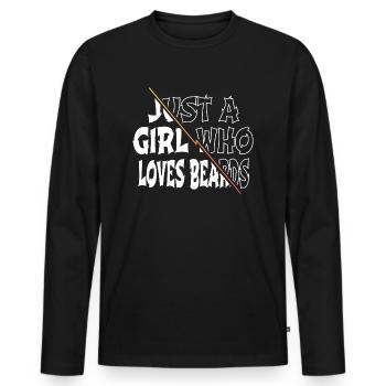 boucle d’oreille homme père barbe humour lunettes de soleil heureux - T-shirt manches longues Premium bio Homme - noir - Devant - Nico (187cm)