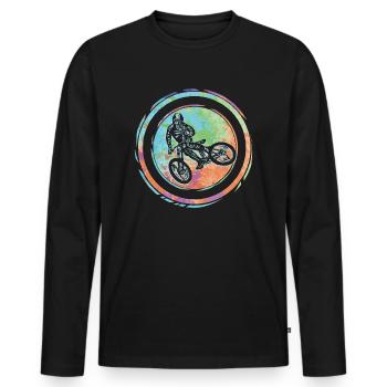 Fahrrad Mountainbike VTT - T-shirt manches longues Premium bio Homme - noir - Devant - Nico (187cm)