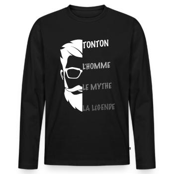 Tonton Mon Meilleur Tonton Génial Cadeau Homme - T-shirt manches longues Premium bio Homme - noir - Devant - Nico (187cm)