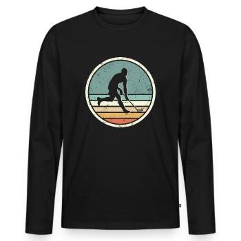 Floorball Player Graphic Floorballer Floorball - Men's Premium Organic Long Sleeve Shirt - black - Front - Nico (187cm)