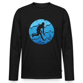 Joueur de floorball Floorballer Graphique Floorball - T-shirt manches longues Premium bio Homme - noir - Devant - Nico (187cm)