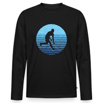 Floorball Player Floorballer Design Floorball - Men's Premium Organic Long Sleeve Shirt - black - Front - Nico (187cm)