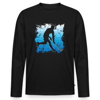 Floorball Player Floorballer Vintage Floorball - Men's Premium Organic Long Sleeve Shirt - black - Front - Nico (187cm)