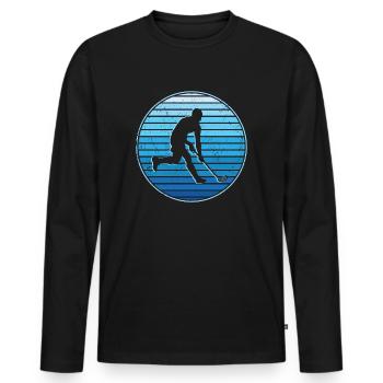 Joueur de floorball Innebandy Floorballer Floorball - T-shirt manches longues Premium bio Homme - noir - Devant - Nico (187cm)