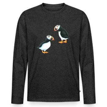 Macareux - T-shirt manches longues Premium bio Homme - anthracite chiné - Devant - Nico (187cm)