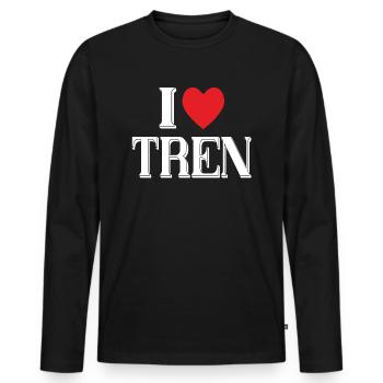 TREN INSIDE - J’AIME TREN - T-shirt manches longues Premium bio Homme - noir - Devant - Nico (187cm)