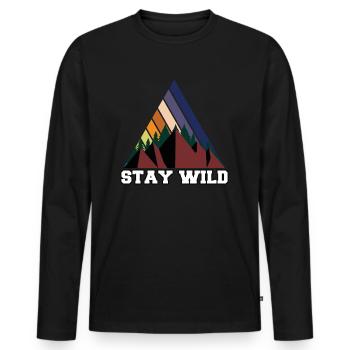 Stay Wild - Mountains Wilderness Nature - Men's Premium Organic Long Sleeve Shirt - black - Front - Nico (187cm)
