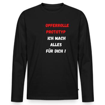 Spass T-Shirt für megahilfreiche Männer - Männer Premium Bio Langarmshirt - Schwarz - Vorne - Nico (187cm)