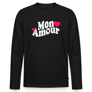 Mon amour, saint valentin, - T-shirt manches longues Premium bio Homme - noir - Devant - Nico (187cm)