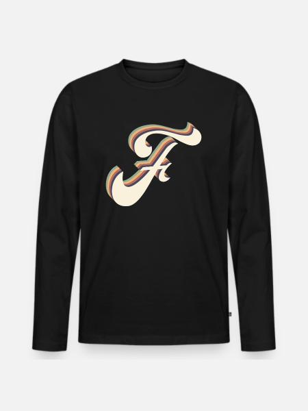 letter f - Men's Premium Organic Long Sleeve Shirt - black