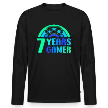 7th Birthday Boy 7 Years Controller Gaming - Men's Premium Organic Long Sleeve Shirt - black - Front - Nico (187cm)