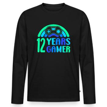 12th Birthday Boy 12 ans Controller Gaming - T-shirt manches longues Premium bio Homme - noir - Devant - Nico (187cm)