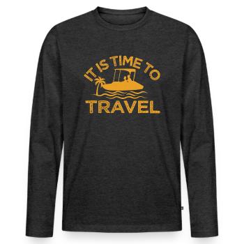 ES IST ZEIT ZU REISEN - Männer Premium Bio Langarmshirt - Anthrazit meliert - Vorne - Nico (187cm)