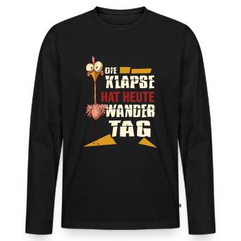 meme coole sprüche klapse hat wandertag - Männer Premium Bio Langarmshirt - Schwarz - Vorne - Nico (187cm)
