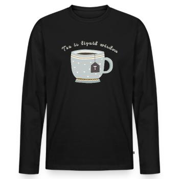 Le thé est une sagesse liquide - T-shirt manches longues Premium bio Homme - noir - Devant - Nico (187cm)