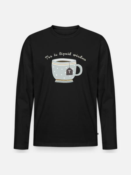 Tea is liquid wisdom - Men's Premium Organic Long Sleeve Shirt - black