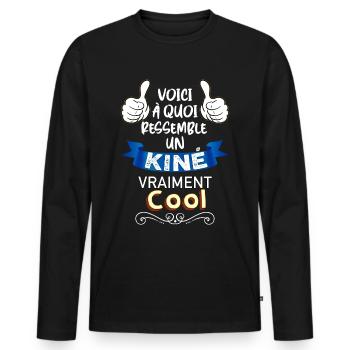 Kiné Cadeau Homme Kinésithérapeute - T-shirt manches longues Premium bio Homme - noir - Devant - Nico (187cm)