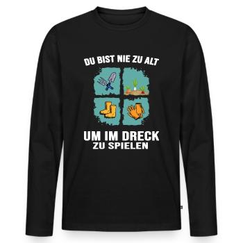 Garten Gärtner Gartenarbeit "im Dreck spielen" - Männer Premium Bio Langarmshirt - Schwarz - Vorne - Nico (187cm)