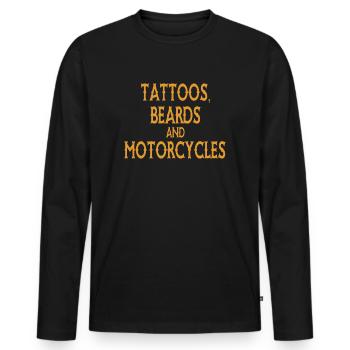 Tatouages, barbes et motos - T-shirt manches longues Premium bio Homme - noir - Devant - Nico (187cm)