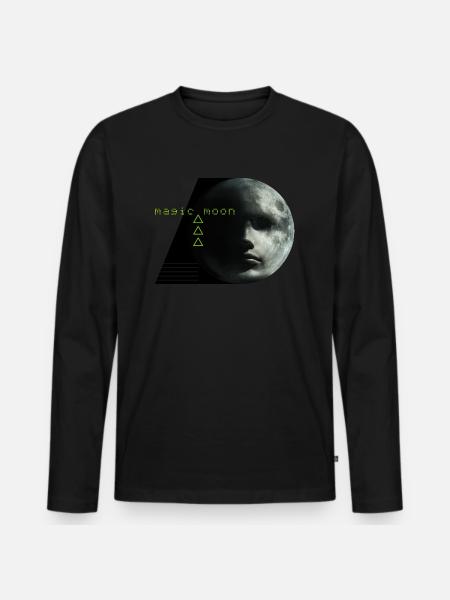 magic moon - Männer Premium Bio Langarmshirt - Schwarz