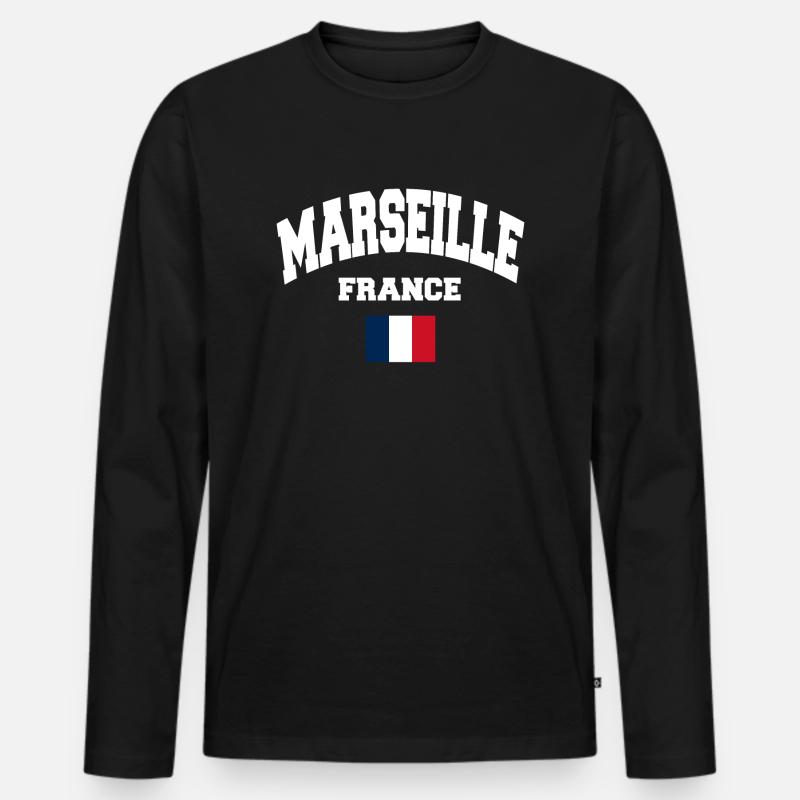 Marseille - Männer Premium Bio Langarmshirt - Schwarz