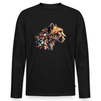 Guépard abstrait coloré - T-shirt manches longues Premium bio Homme - noir - Devant - Nico (187cm)