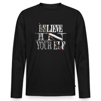 birthday present idea christmas present - Men's Premium Organic Long Sleeve Shirt - black - Front - Nico (187cm)