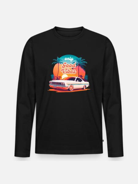 Design Summer Retro - Men's Premium Organic Long Sleeve Shirt - black