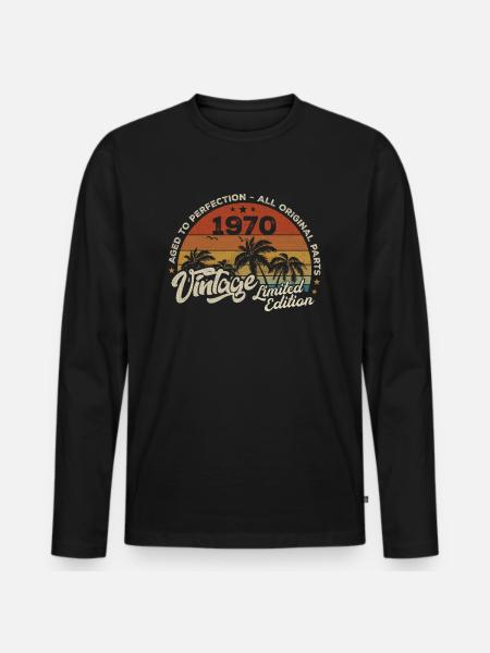 Vintage 1970's Birthday Retro 1970's - Men's Premium Organic Long Sleeve Shirt - black