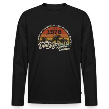Vintage 1978 Geburtstag Retro 1978 - Männer Premium Bio Langarmshirt - Schwarz - Vorne - Nico (187cm)