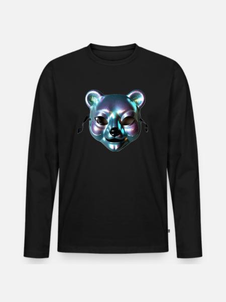 Metallische Bärenmaske - Männer Premium Bio Langarmshirt - Schwarz