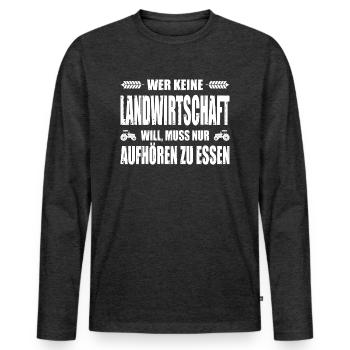Bauerndemo Aufkleber Bauernprotest Landwirt Demo - Männer Premium Bio Langarmshirt - Anthrazit meliert - Vorne - Nico (187cm)