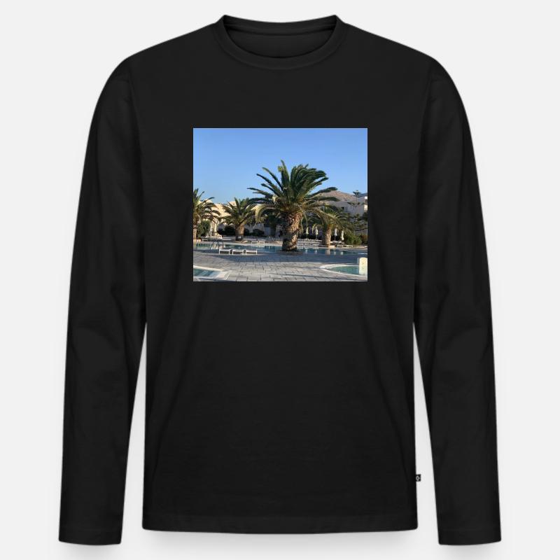 Palme - Männer Premium Bio Langarmshirt - Schwarz