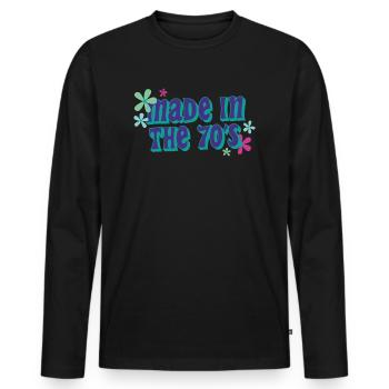 made in 70 s - Männer Premium Bio Langarmshirt - Schwarz - Vorne - Nico (187cm)