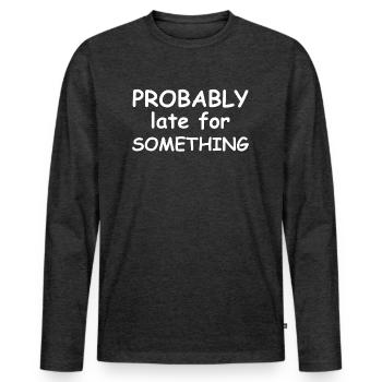 Probably Too Late for Something | funny sayings - Men's Premium Organic Long Sleeve Shirt - heather anthracite - Front - Nico (187cm)