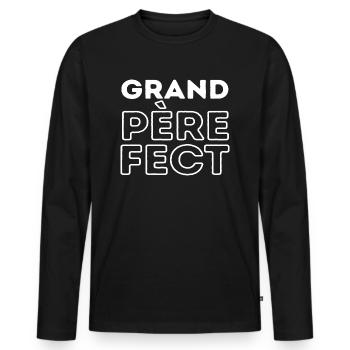 Grand père perfection - T-shirt manches longues Premium bio Homme - noir - Devant - Nico (187cm)