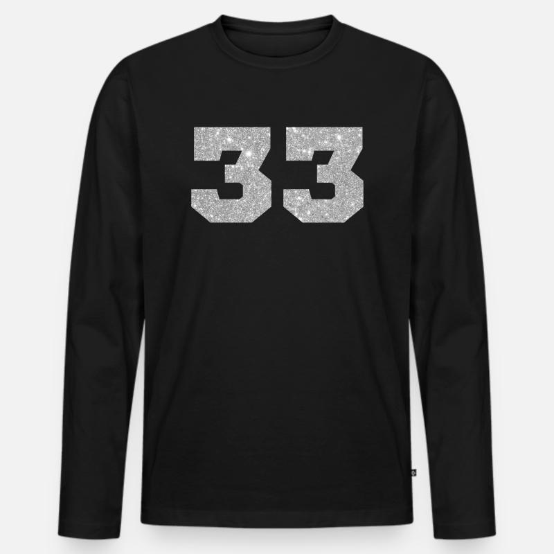 Nummer 33 Silberglitter - 33. Jubiläum - Männer Premium Bio Langarmshirt - Schwarz