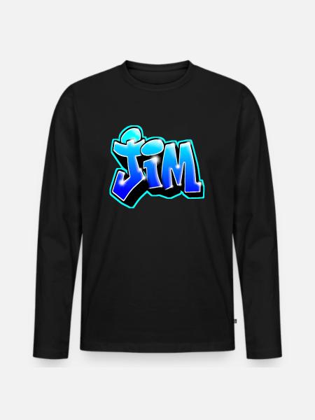 GRAFFITI NAME JIM - T-shirt manches longues Premium bio Homme - noir
