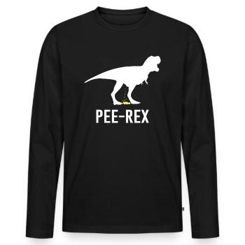 Pee-Rex Dino Humor Dinosaur T-rex Pun - Men's Premium Organic Long Sleeve Shirt - black - Front - Nico (187cm)