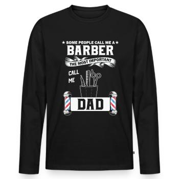 Coiffeur Cutter - T-shirt manches longues Premium bio Homme - noir - Devant - Nico (187cm)