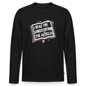 Constitution et humour – pour les vrais assoiffés de connaissances - T-shirt manches longues Premium bio Homme - noir - Devant - Nico (187cm)
